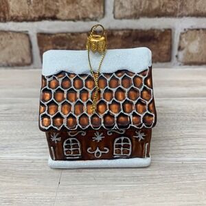 Gingerbread House Christmas Ornament Glittery Icing Holiday Decor
